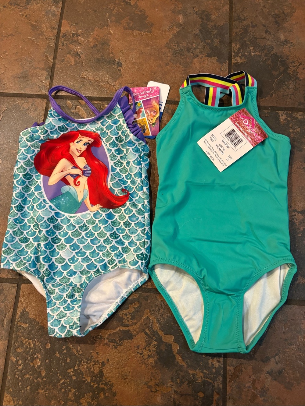 🌿Kanu Surf Girls' Teal One-Piece Swimsuit with Mermaid Graphic bathing suit